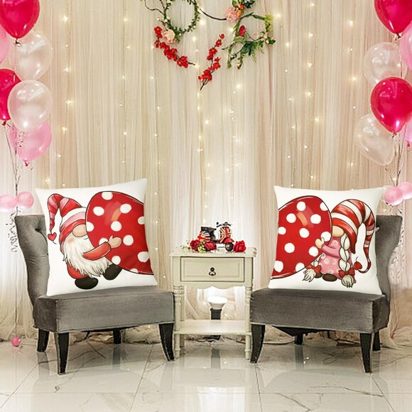 NWOT 4 pcs Pillow Covers 18×18 Inch Gnome Throw  Pillow Covers Holiday Valentine - Picture 4 of 5